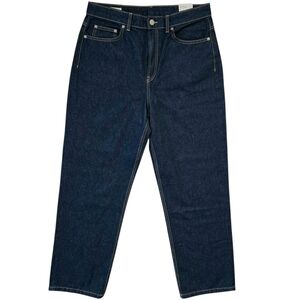 Zara Mom Fit High Rise Jeans Womens Size 12 Blue Dark Wash 100% Cotton Zip Fly
